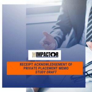 Receipt Acknowledgement of Private Placement Memo – Study Guide Draft